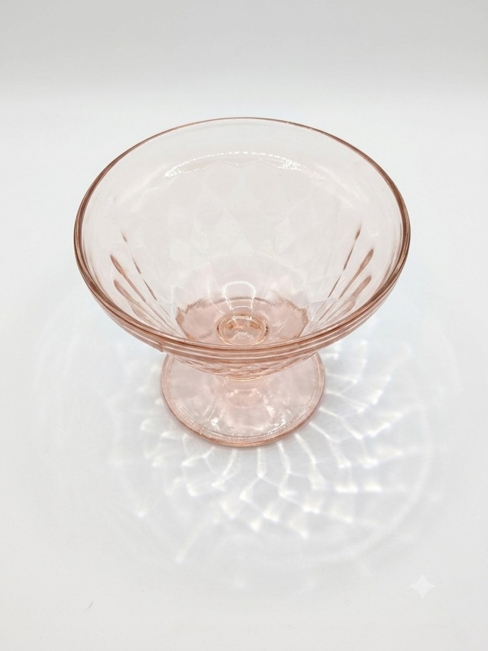 Jeannette Pink Depression Glass "Windsor Diamond" Footed Sundae Dish